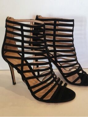 Gianvito Rossi Black Strappy Cage High-Heel Sandals